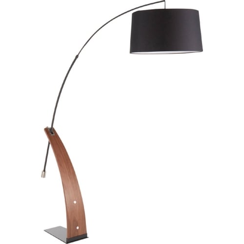 Robyn Floor Lamp in Walnut Wood & Black Linen Shade